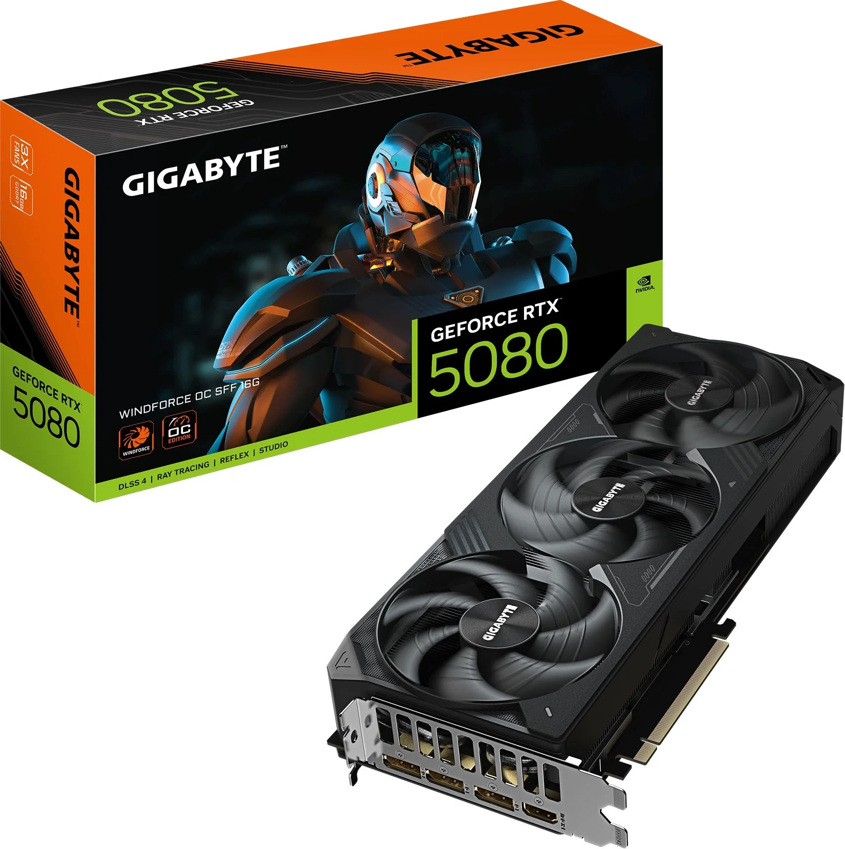 Видеокарта Gigabyte PCI-E 5.0 GV-N5080WF3OC-16GD 1.0 NVIDIA GeForce RTX 5080 16Gb 256bit GDDR7 2617/30000 HDMIx1 DPx3 HDCP Ret