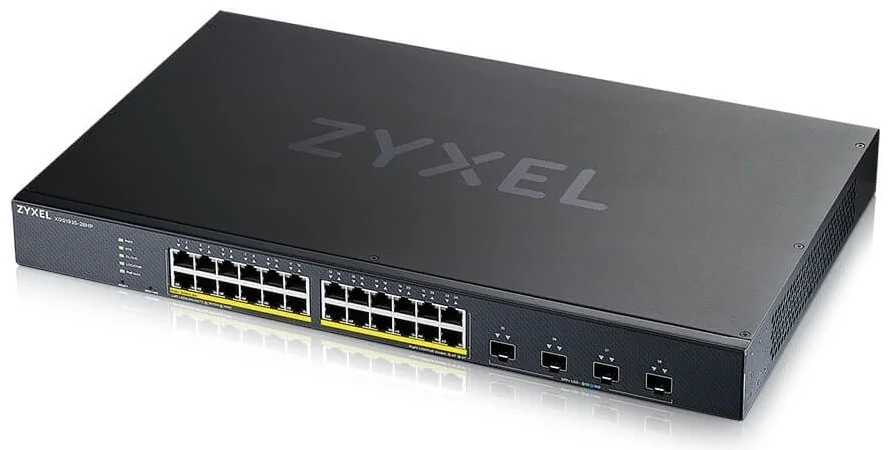 Коммутатор Настраиваемый (Smart) ZyXEL - XGS1935-28HP, Layer 3, 24-PoE, 24-1GbE, 4-SFP+, ROM-32MB, RAM-512MB, SNMP, telnet, Web, в стойку, XGS1935-28HP-EU0101F