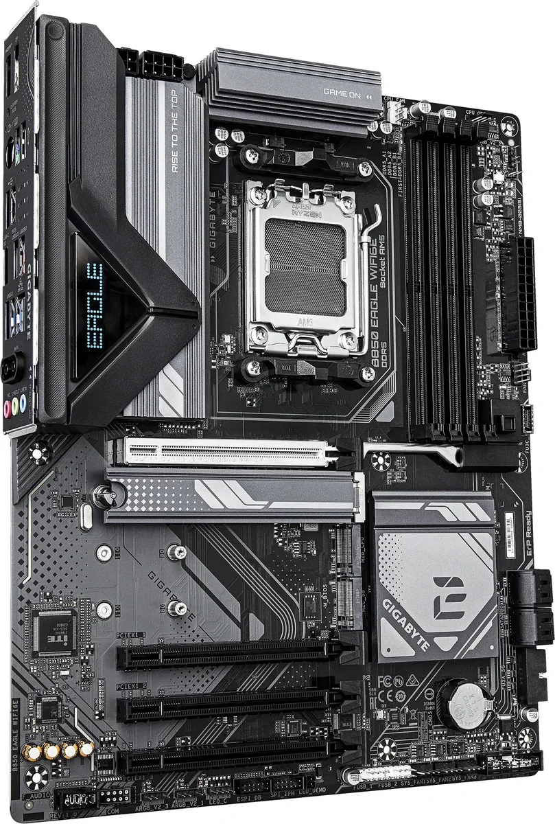 Материнская плата Gigabyte - B850 EAGLE WIFI6E, ATX, AMD B850, 1xAM5, 4xDDR5 до 256ГБ, 1x1GbE, audio, M.2, Wi-Fi, Bluetooth, HDMI, DP, 1xPS/2, 4xSATA, 4xUSB2.0, 2xUSB3.1, 1xUSB3.1 Type C, 2xUSB3.2, B850 EAGLE WIFI6E