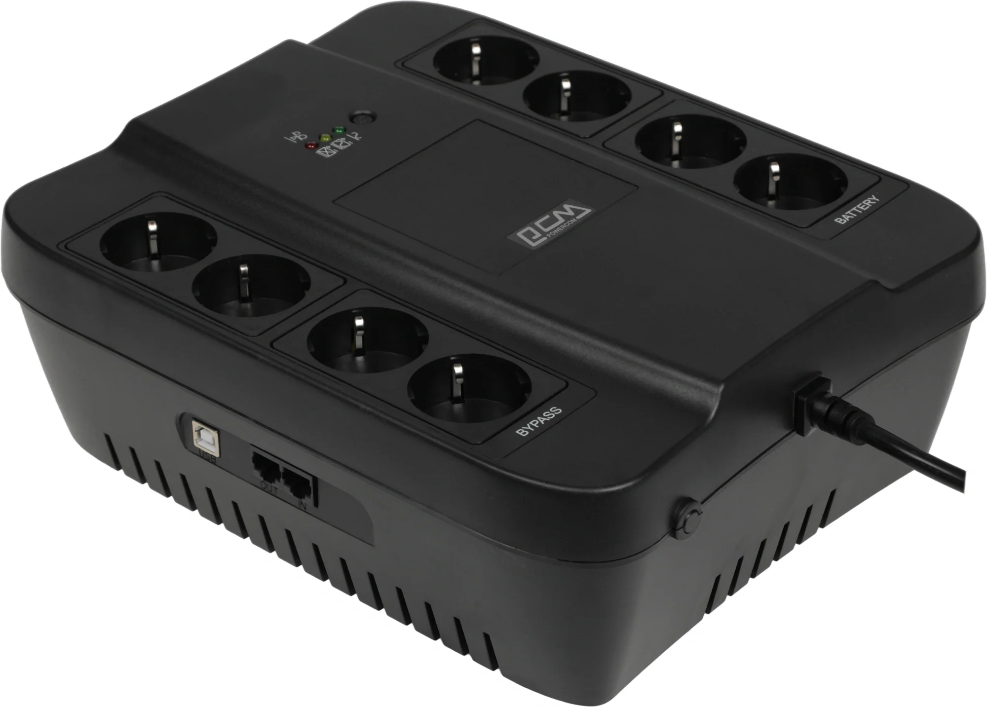 Источник бесперебойного питания Powercom Back-UPS SPIDER, Line-Interactive, 1000VA/550W, Tower, 8xSchuko outlets (4 surge & 4 batt), USB (688277)