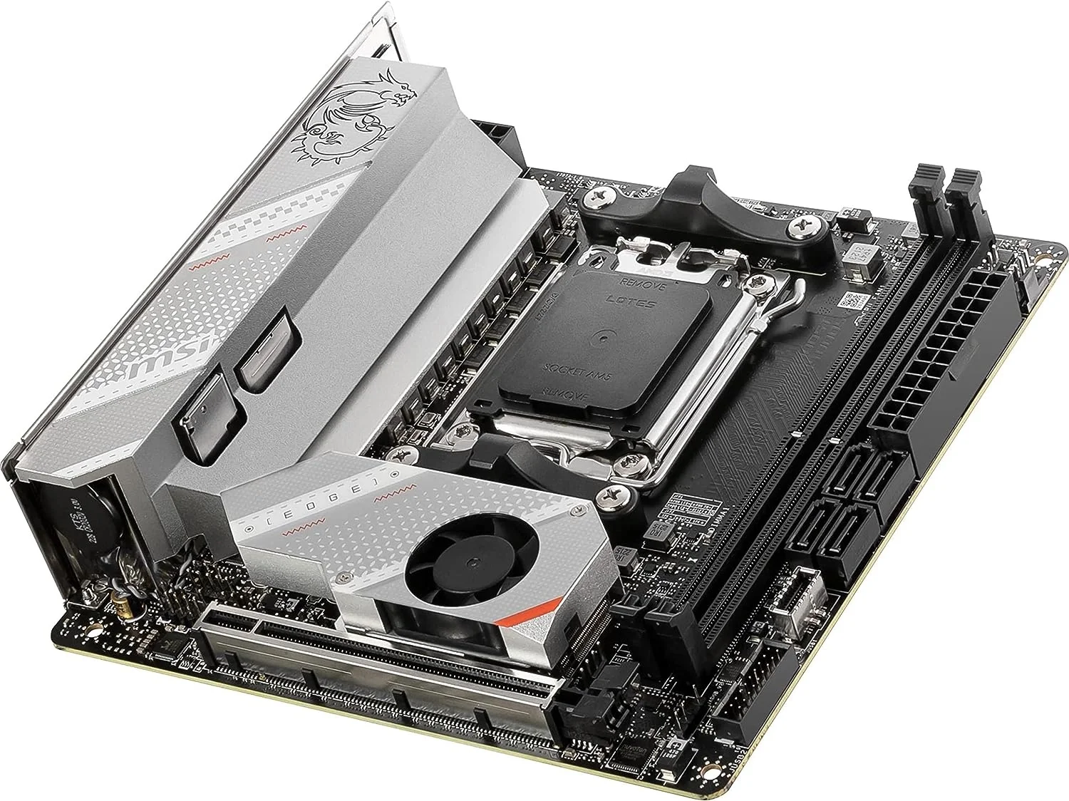 Материнская плата MSI MPG B650I EDGE WIFI, AM5, AMD B650, 2xDDR5, 4xSATA, 2xM.2, 1xPCI-E 4.0 x16, 1xHDMI, 1x 2.5Gb LAN, 3xUSB-A 3.2 Gen 2, 2xUSB-A 3.2 Gen 1, 1xUSB-C 3.2 Gen 2x2, 3x3.5 мм, 7.1, Mini-ITX