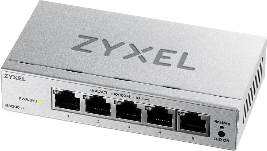 GS1200-5V3-EU0101F Коммутатор Web Smart L2 коммутатор Zyxel GS1200-5v3, 5xGE,  настольный,  бесшумный