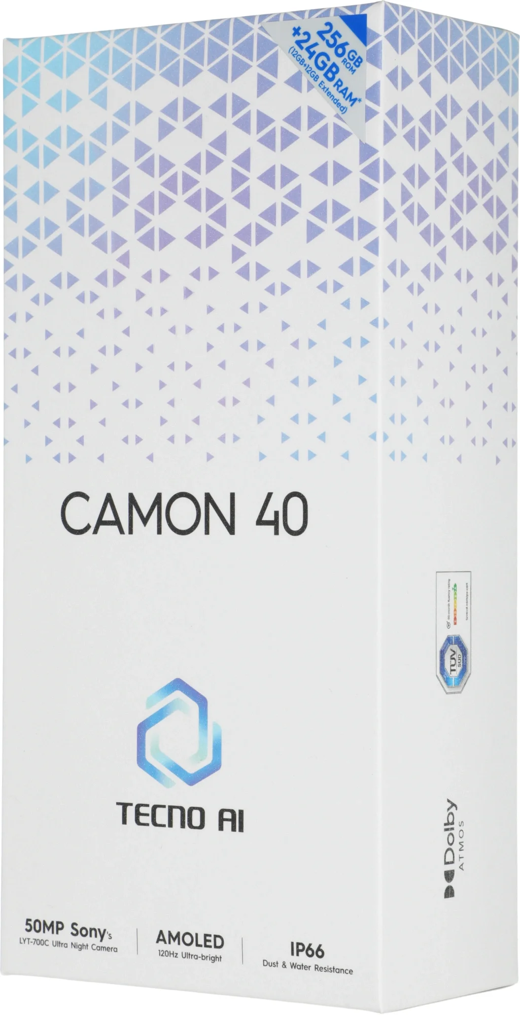 Смартфон Tecno Camon 40 256Gb 12Gb зеленый моноблок 3G 4G 2Sim 6.78" 1080x2436 Android 15 50Mpix 802.11 a/b/g/n/ac NFC GPS GSM900/1800 GSM1900 Protect FM microSD max1024Gb