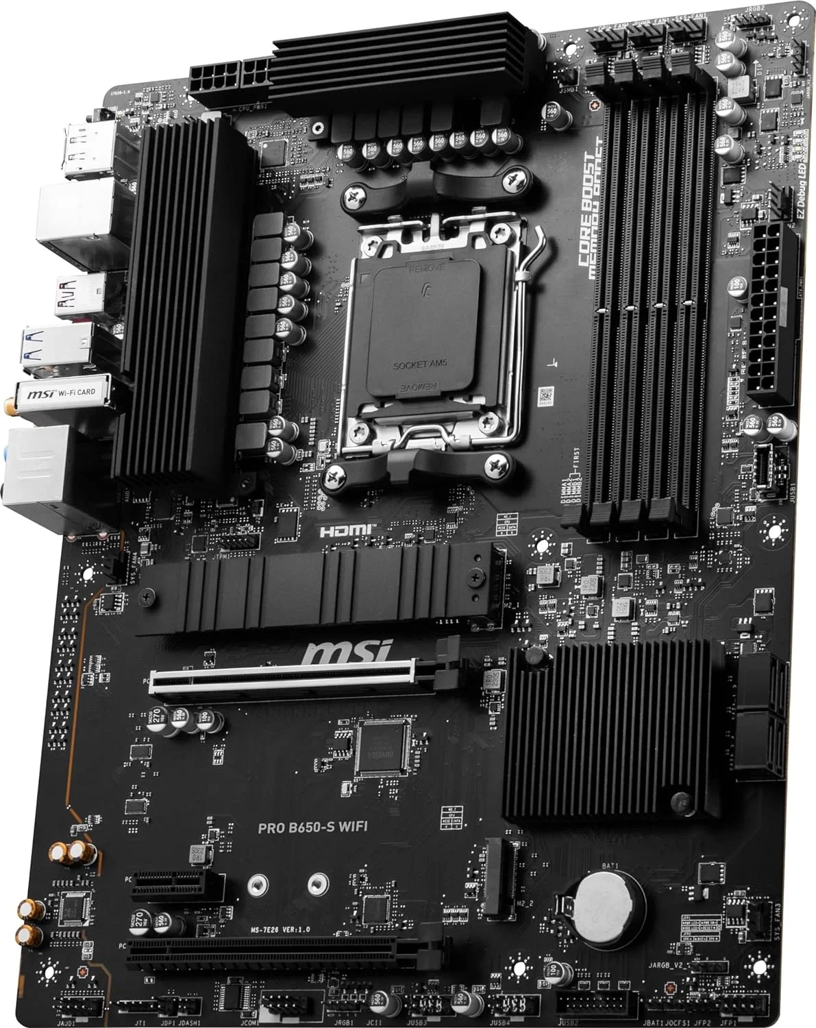 Материнская плата MSI PRO B650-S WIFI Socket AM5 AMD B650 4xDDR5 ATX AC`97 8ch(7.1) 2.5Gg RAID+HDMI+DP