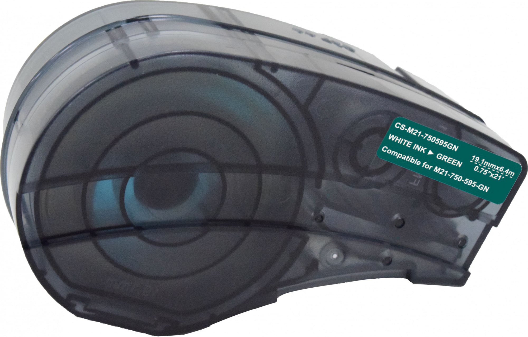 Картридж ленточный Cactus CS-M21-750595GN белый шрифт, зеленый фон (19.1 мм, 6.4 м) для Brady BMP21-PLUS, BMP21-LAB