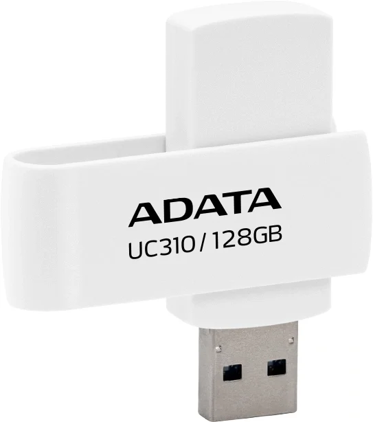 USB накопитель ADATA - UC310, USB Type A (USB 3.2 Gen 1), 128 ГБ, read speed-100MB/s, цвет белый, UC310-128G-RWH