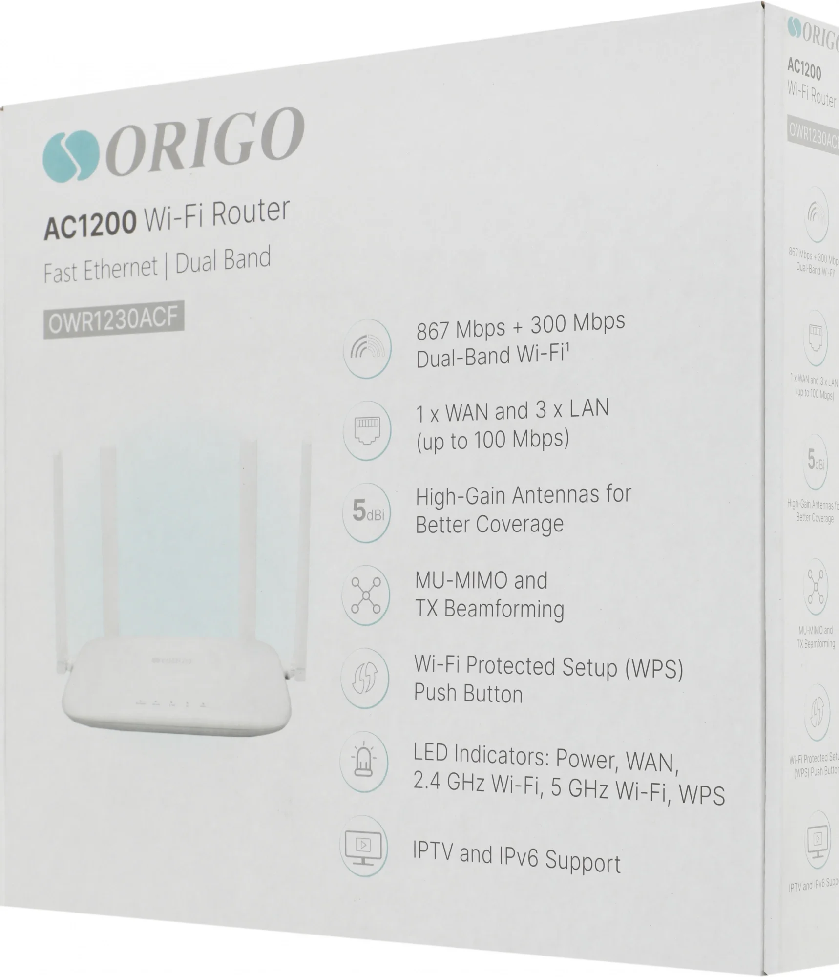 Роутер беспроводной Origo OWR1230ACF (OWR1230ACF/A1A) AC1200 10/100BASE-TX белый