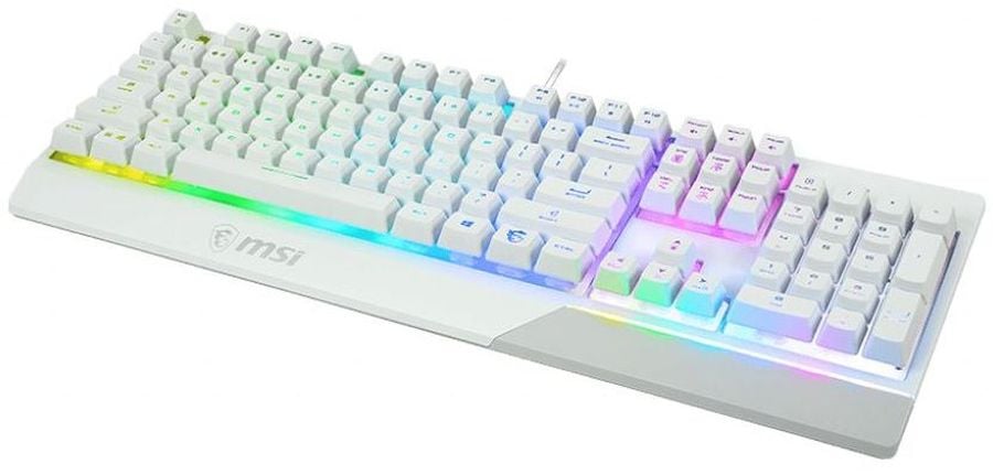 клавиатура проводная Gaming Keyboard MSI VIGOR GK30, Wired, Mechanical-like plunger switches. 6 zones RGB lighting with several lighting effects.  Anti-ghosting Capability. Water Resistant (spill-proof), White