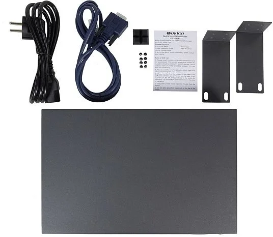 Коммутатор ORIGO Управляемый L2 PoE-коммутатор, 8x1000Base-T PoE, 2x1000Base-X SFP, PoE-бюджет 135 Вт, консольный порт RJ-45, комплект для установки в 19" стойку