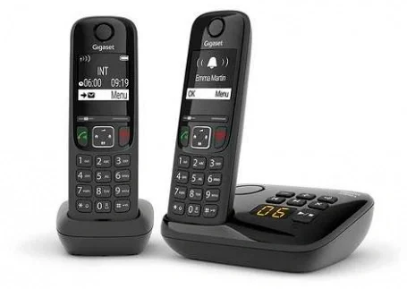 Радиотелефон Dect Gigaset AS690A DUO черный (труб. в компл.:2шт) автооветчик АОН