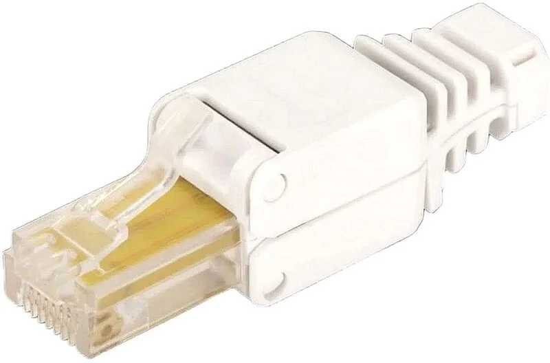 LAN-TMP-S5E Коннектор Lanmaster () FTP кат.5E RJ45 с защитным  колпачком белый (упак.:1шт)