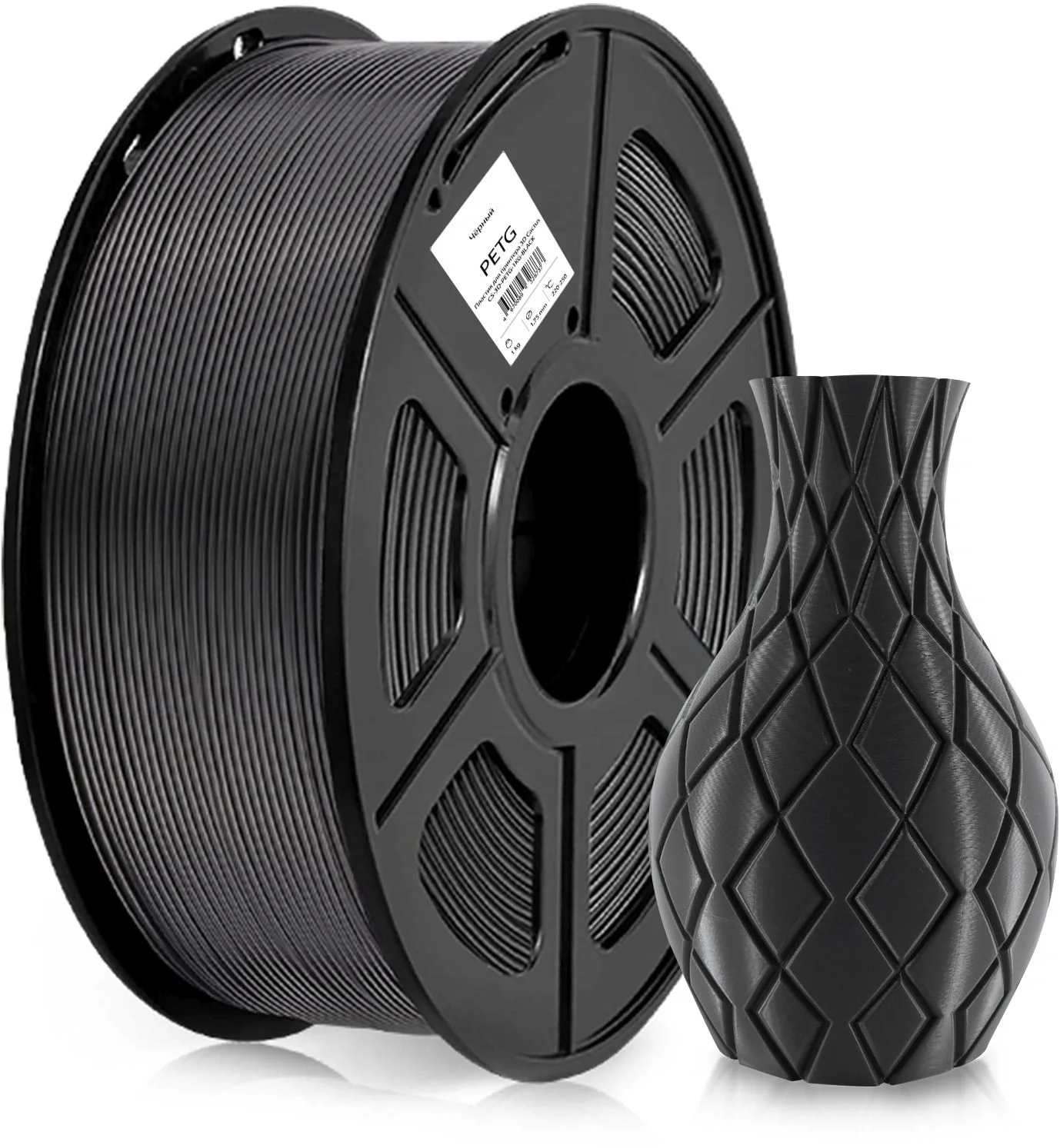 -/ Пластик для принтера 3D Cactus CS-3D-PETG-1KG-BLACK PETG d1.75мм 1кг L316м 1цв.