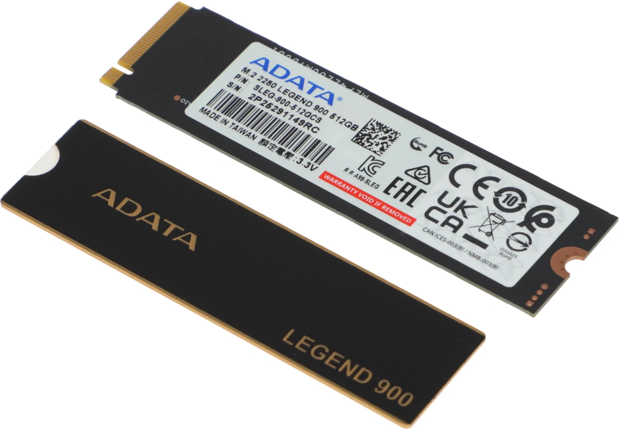 Твердотельный накопитель/ ADATA SSD LEGEND 900, 512GB, M.2(22x80mm), NVMe 1.4, PCIe 4.0 x4, 3D NAND, R/W 6200/2300MB/s, IOPs н.д./н.д., TBW 300, DWPD 0.14, with Heat Sink (5 лет)