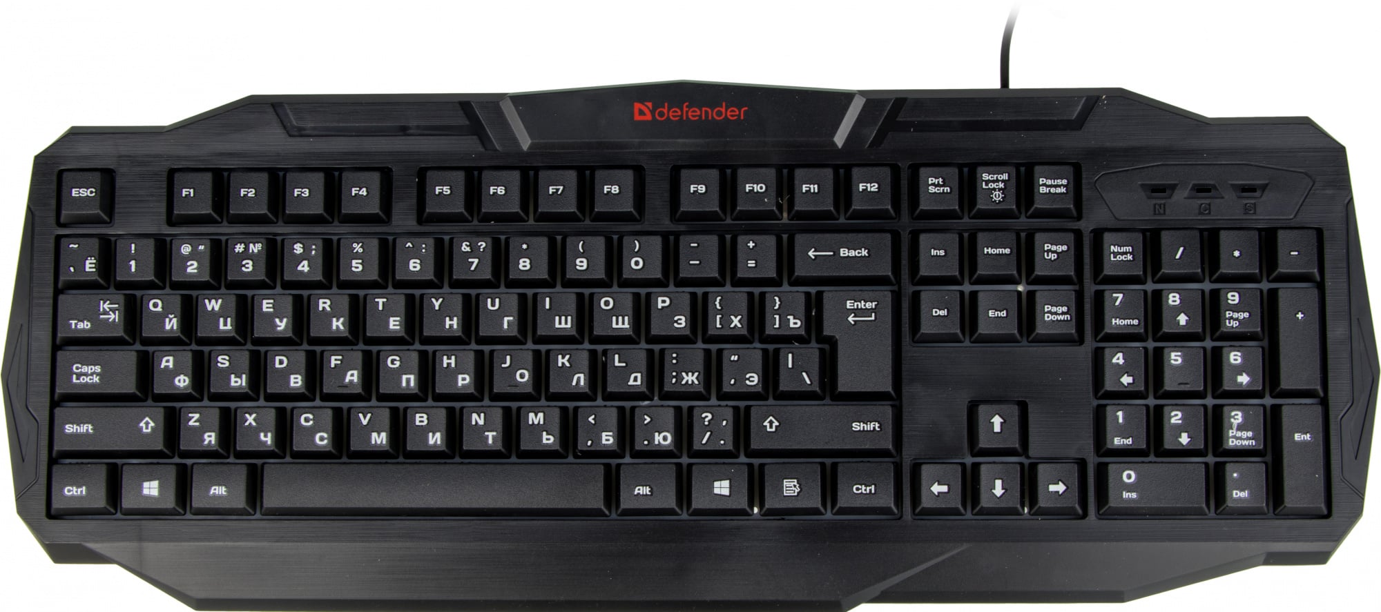 Клавиатура Defender HB-330L черный USB LED (подставка для запястий) (45330) кабель 1.5м