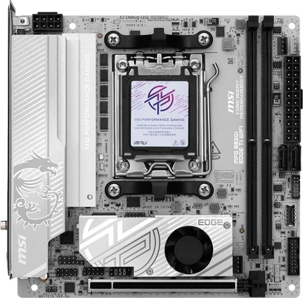 Материнская плата MSI MPG B850I EDGE TI WIFI Socket AM5 AMD B850 2xDDR5 mini-ITX AC`97 8ch(7.1) 5Gigabit RAID+HDMI