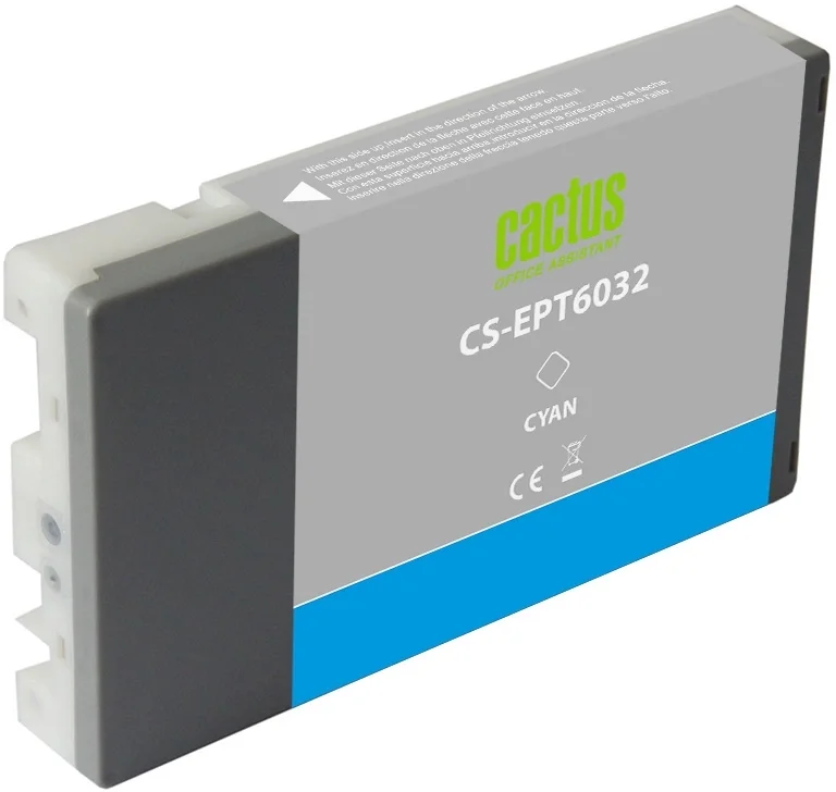 Картридж струйный Cactus CS-EPT6032 (T6032) голубой пигментный (220 мл) для Epson Stylus PRO 7880/9880