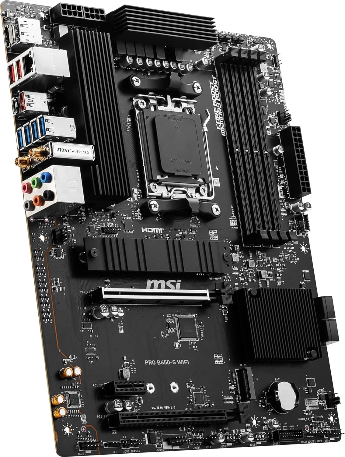 Материнская плата MSI PRO B650-S WIFI Socket AM5 AMD B650 4xDDR5 ATX AC`97 8ch(7.1) 2.5Gg RAID+HDMI+DP