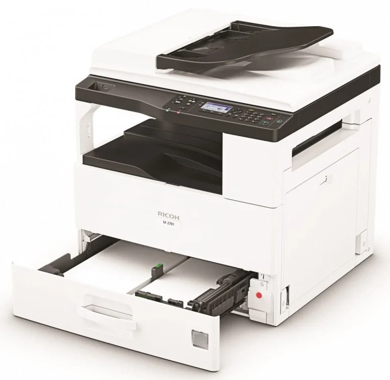 МФУ лазерное Ricoh M 2701 (418118), A3, ч/б, печ. до 27 стр/мин. (А4) до 15 стр/мин. (А3), скан. до 18 стр/мин. (ч/б) 6 стр/мин. (цвет), 600 x 600 dpi, Ethernet, USB