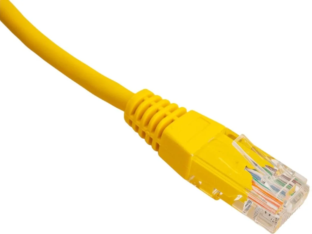 Патч-корд LANMASTER - TWT, UTP, кат. 5e, 2 x RJ-45, RJ-45 - RJ-45, ПВХ, жёлтый, 0.15 м, с заливными колпачками, TWT-45-45-0.15-YL