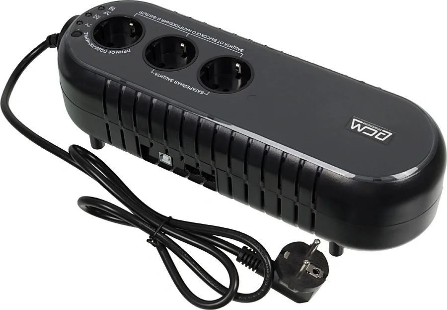 ИБП Powercom - WOW 700 ВА/350 Вт, OFF-Line, in (230V Сетевой шнур (Schuko)), 3xSchuko, Hot Swap User Replaceable Batteries, Tower, цвет чёрный, WOW-700U