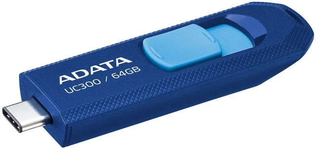 Флешка USB ADATA UC300 (ACHO-UC300-64G-RNB/BU), 64Gb, Type-C USB 3.2 Gen1, R/W 100/30, синий/голубой