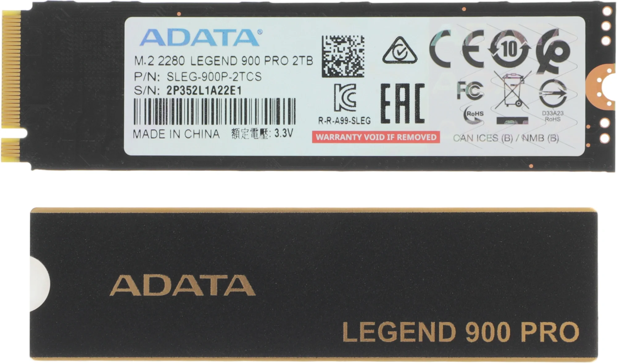 Твердотельный накопитель/ ADATA SSD LEGEND 900 PRO, 2000GB, M.2(22x80mm), NVMe 1.4, PCIe 4.0 x4, 3D NAND, R/W 7400/6500MB/s, IOPs н.д./н.д., TBW 1200, DWPD 0.3 (5 лет)