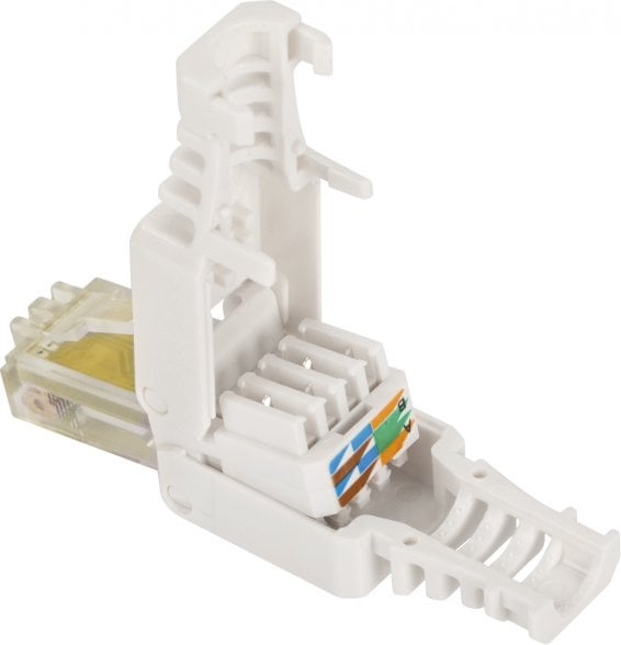 LAN-TMP-U5E-WH Коннектор Lanmaster полевой () UTP кат.5E RJ45 с  защитным  колпачком  белый (упак.:1шт)