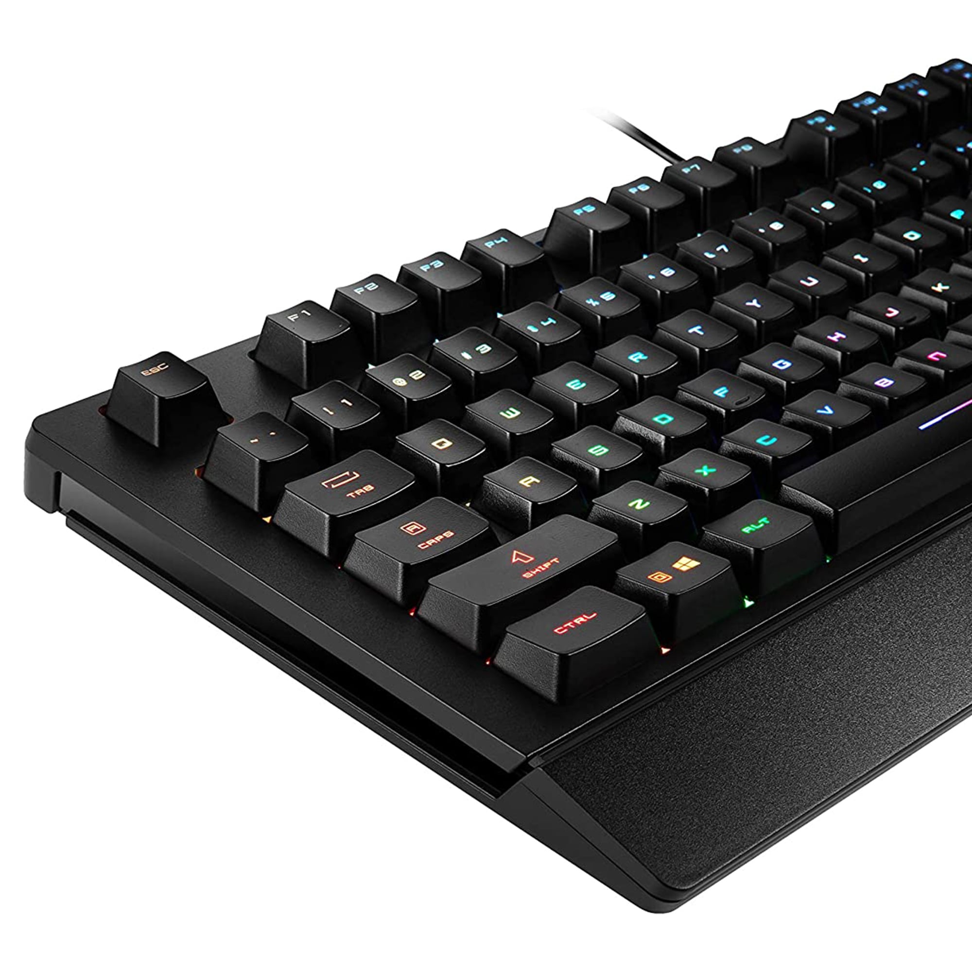 клавиатура проводная Gaming Keyboard MSI VIGOR GK20, Wired, membrane Keyboard with ergonomic keycaps and wrist rest.  12 Key Anti-ghosting Capability. Water Resistant (spill-proof), Static multi-colour backlighting, Black
