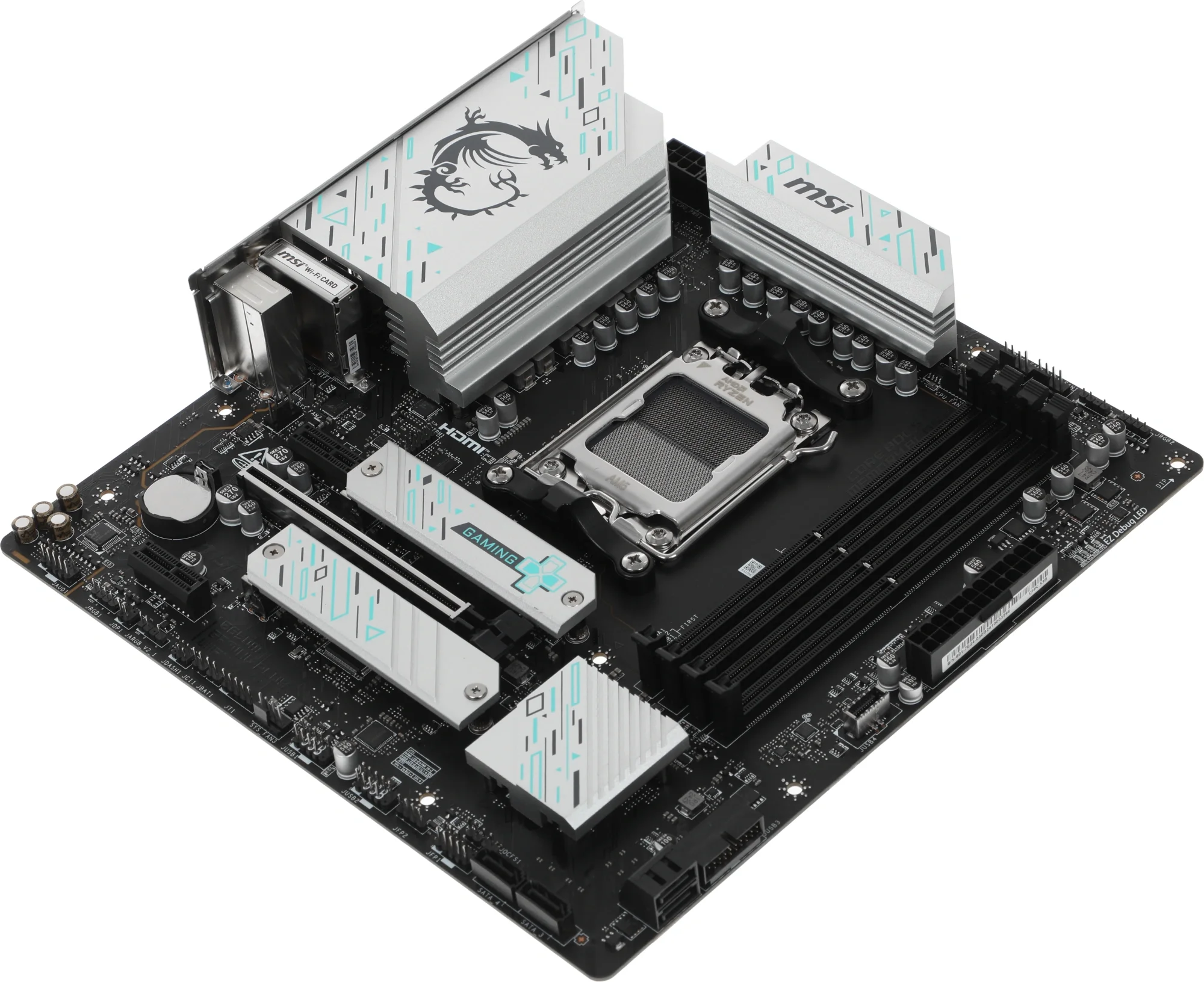 Материнская плата MSI B650M GAMING PLUS WIFI, AM5, AMD B650, 4xDDR5, 4xSATA, 2xM.2, 1xPCI-E 4.0 x16, 2xPCI-E x1, 1xHDMI, 1xDP, 1x 2.5Gb LAN, 4xUSB-A 3.2 Gen 1, 3xUSB-A 3.2 Gen 2, 1xUSB-C 3.2 Gen 2, 3x3.5 мм, 7.1, Micro-ATX