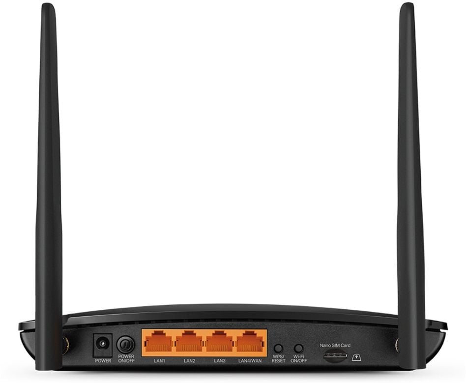 Беспроводной маршрутизатор TP-Link - Archer MR500, 2.4/5 ГГц, 867Мб/с, IEEE 802.11 a/b/g/n/ac, 3x RJ-45, 1 Гб/с, WWAN 300Мб/с, mac address filtering, 2 antennas, 4G (SIM-slot), Чёрный, Archer MR500