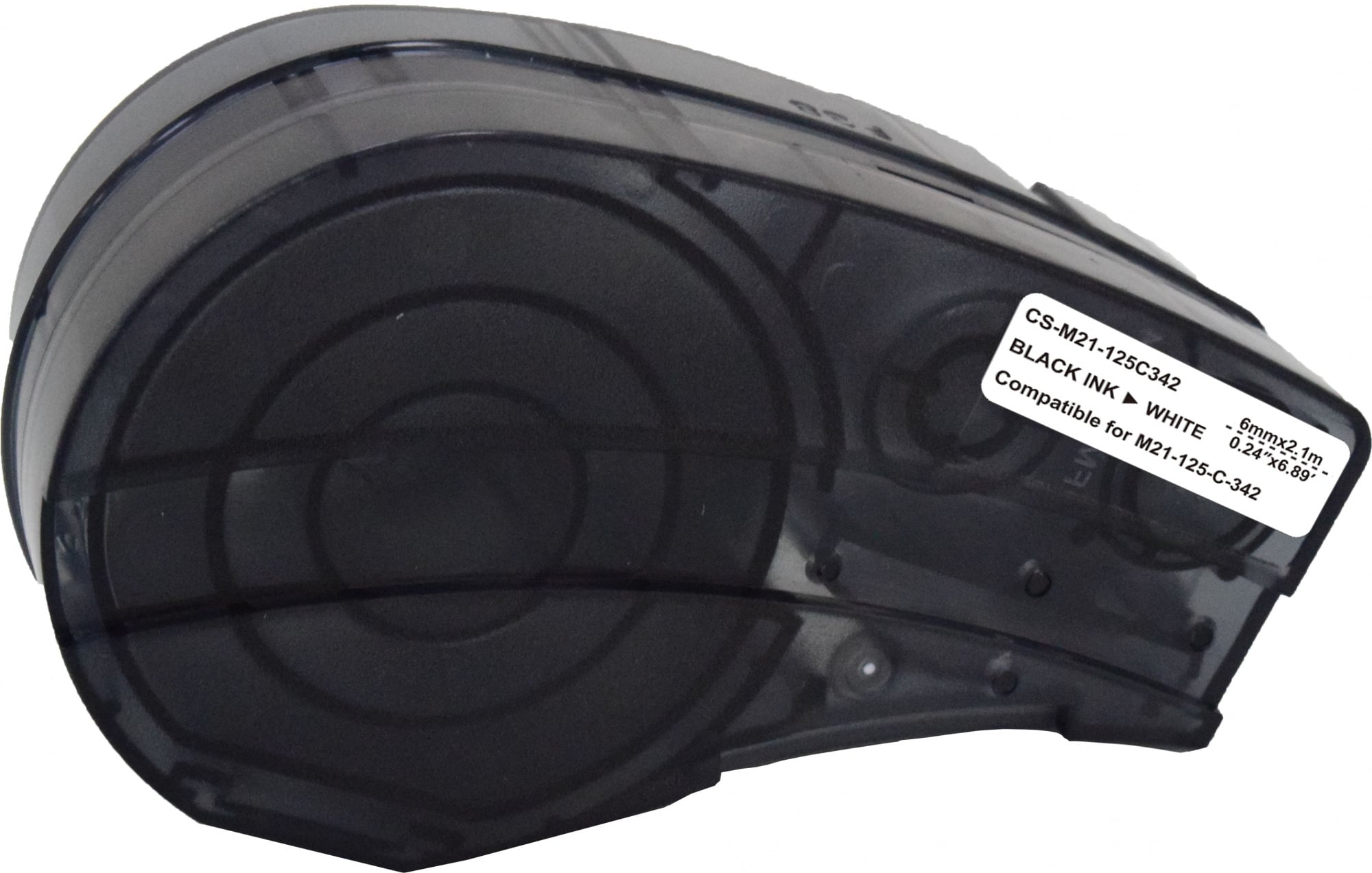Картридж ленточный Cactus CS-M21-125C342 черный шрифт, белый фон (6 мм, 2.1 м) для Brady BMP21-PLUS, BMP21, BMP21-LAB
