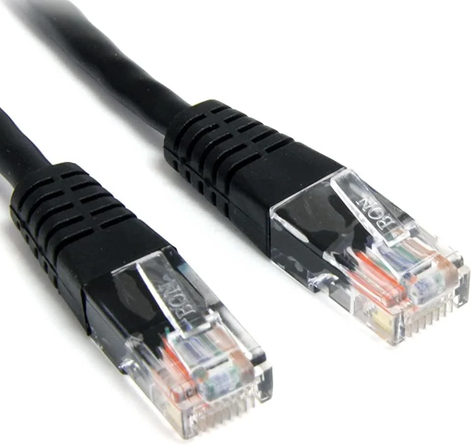 Патч-корд LANMASTER - TWT, UTP, кат. 5e, 2 x RJ-45, RJ-45 - RJ-45, ПВХ, чёрный, 0.15 м, с заливными колпачками, TWT-45-45-0.15-BK
