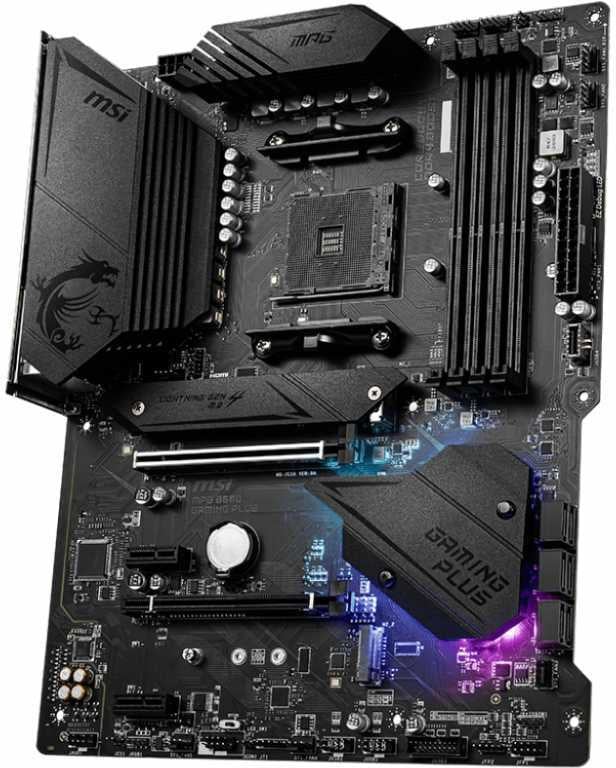 Материнская плата MSI MPG B550 GAMING PLUS, AM4, AMD B550, 4xDDR4, 6xSATA, 2xM.2, 1xPCI-E 4.0 x16, 1xPCI-E 3.0 x4, 2xPCI-E x1, 1xHDMI, 1xDP, 1x 1Gb LAN, 4xUSB-A 2.0, 2xUSB-A 3.2 Gen 1, 1xUSB-A 3.2 Gen 2, 1xUSB-C 3.2 Gen 2, 5x3.5 мм, 7.1, ATX