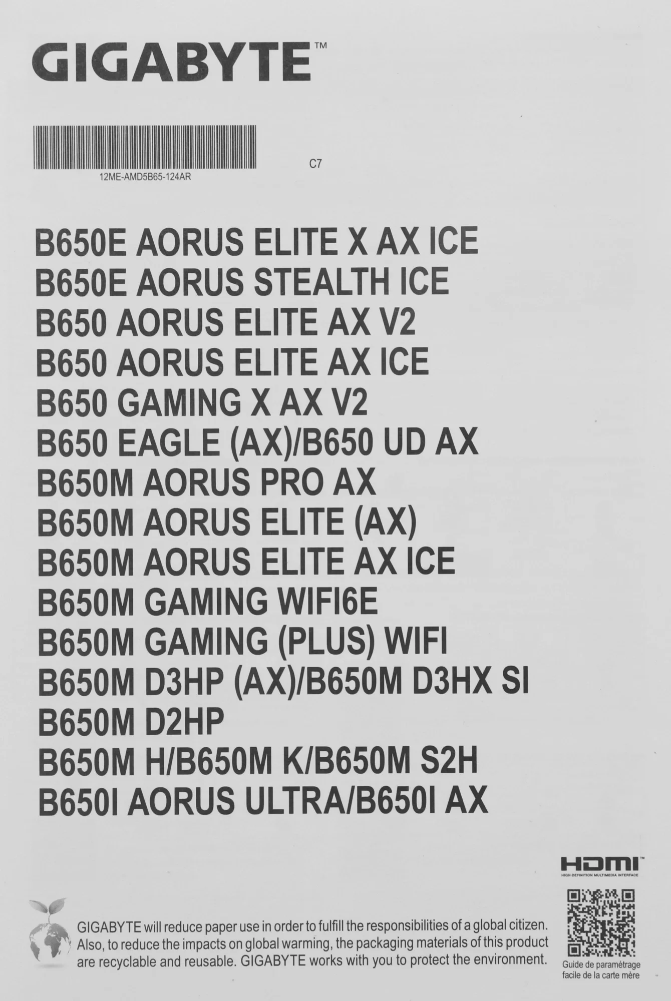 Материнская плата Gigabyte B650M AORUS ELITE Socket AM5 AMD B650 4xDDR5 mATX AC`97 8ch(7.1) 2.5Gg RAID+HDMI+DP