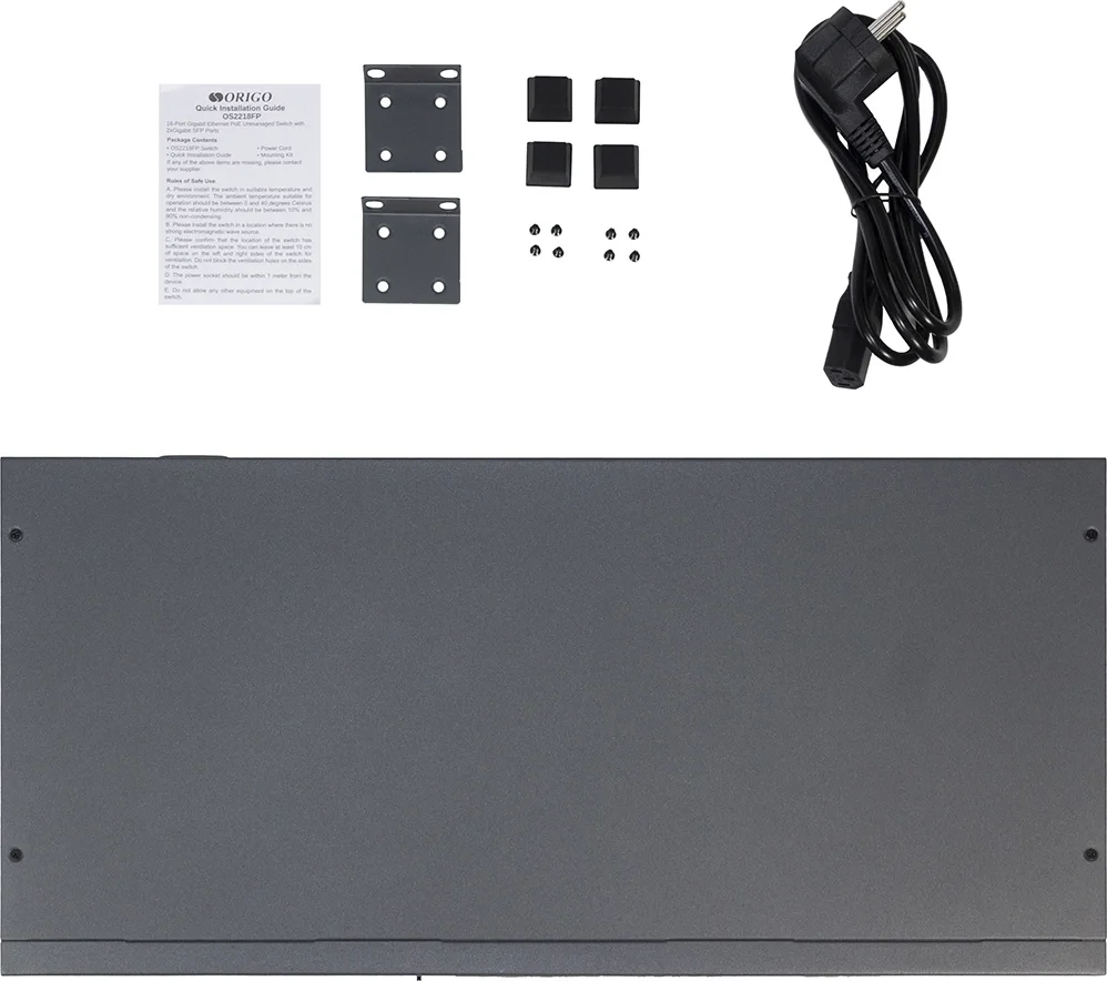 Коммутатор ORIGO OS2218FP/200W/A1A, неуправляемый, 16×1GbE PoE, 2×SFP, 200Вт