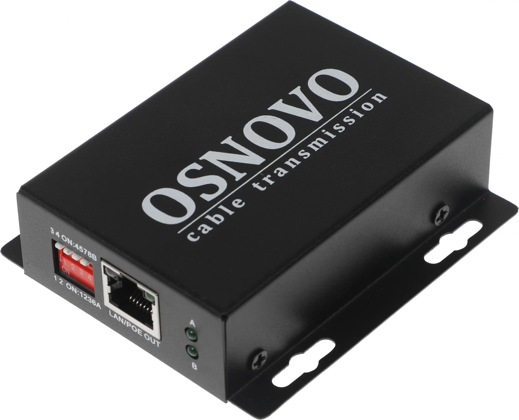 Osnovo - PoE удлинитель 10M/100M Fast Ethernet на 400м (до 30W).Увеличение расстояния передачи данных + питание на 100м (В режиме "S" - до 400м). Совместим с оборудованием PoE IEEE 802.3af/at. Порты: вх.- 1 x RJ45 (10/100 Base-T), роз. 2.1x5мм DC, вых.- 1 x RJ45 (10/100 Base-T). Выходной порт имеет возможность выбора метода подачи PoE (A, B, A+B).2 способа получения питания: от источника PoE/ от блока питнаия через DC разъем). Питание: DC12-56V(30W). Размеры (ШxВxГ): 88x25x60мм. Рабочая температура: -10...+55 гр. С.