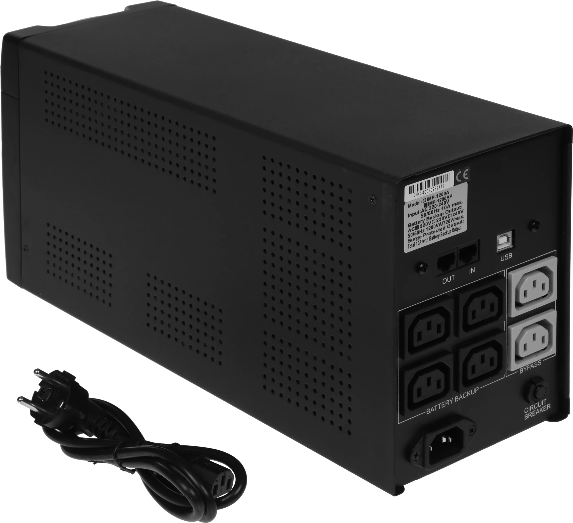 PowerCom Imperial IMP-1200AP ИБП {Line-Interactive, 1200VA / 720W, Tower, 6xIEC-320 С13: 4 с резервным питанием + 2 с фильтрацией, USB} (671478)