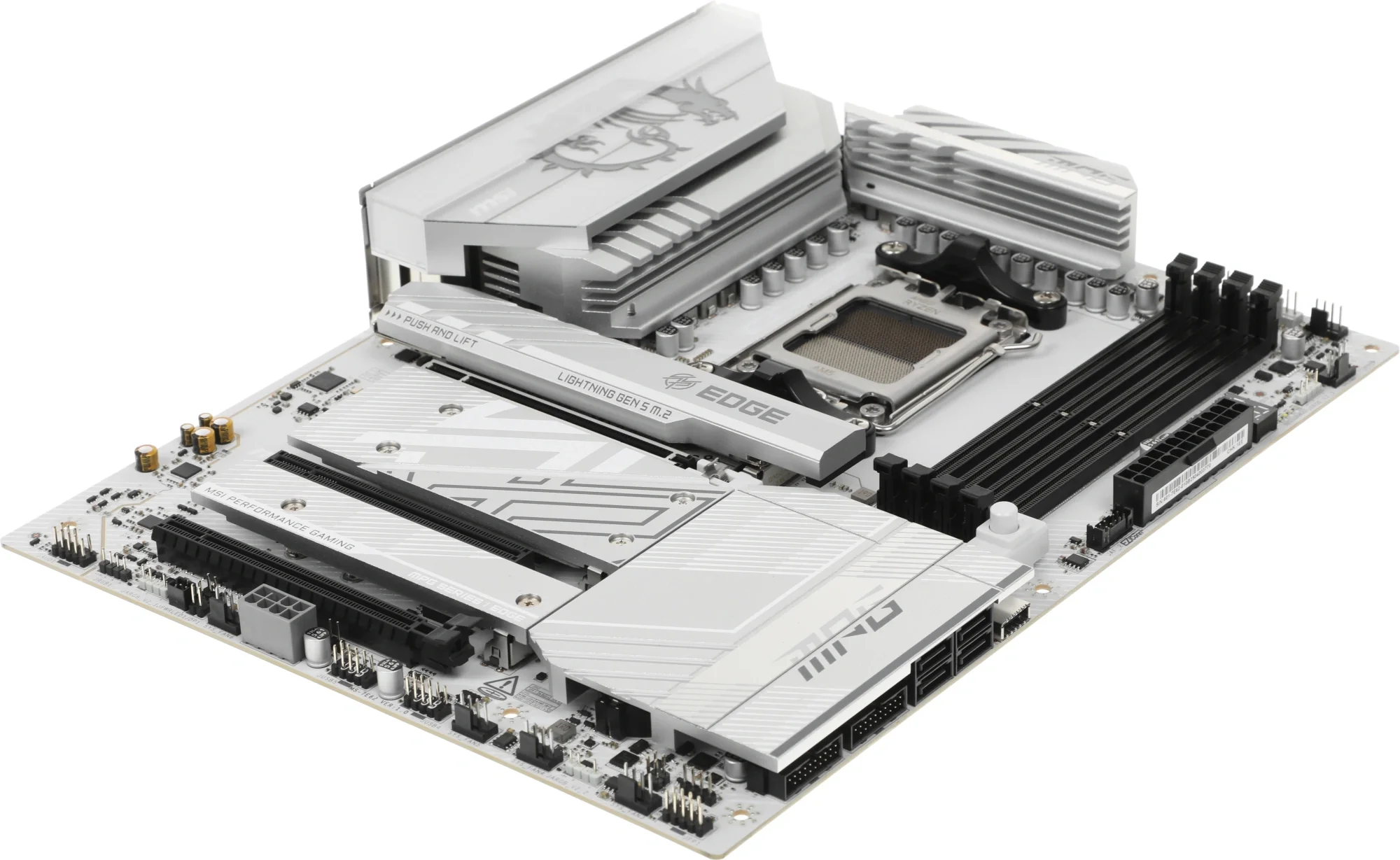 Материнская плата MSI MPG B850 EDGE TI WIFI, AM5, AMD B850, 4xDDR5, 4xSATA, 4xM.2, 1xPCIe 5.0 x16, 1xPCIe 4.0 x4, 1xPCIe 3.0 x1, 1xHDMI, 1x5Gb LAN, Wi-Fi 7, Bluetooth 5.4, 3xUSB-C 10Gbps, 1xUSB-C 20Gbps, 5xUSB-A 10Gbps, 4xUSB-A 2.0, 1xS/PDIF, 2x3.5 мм, 7.1, ATX