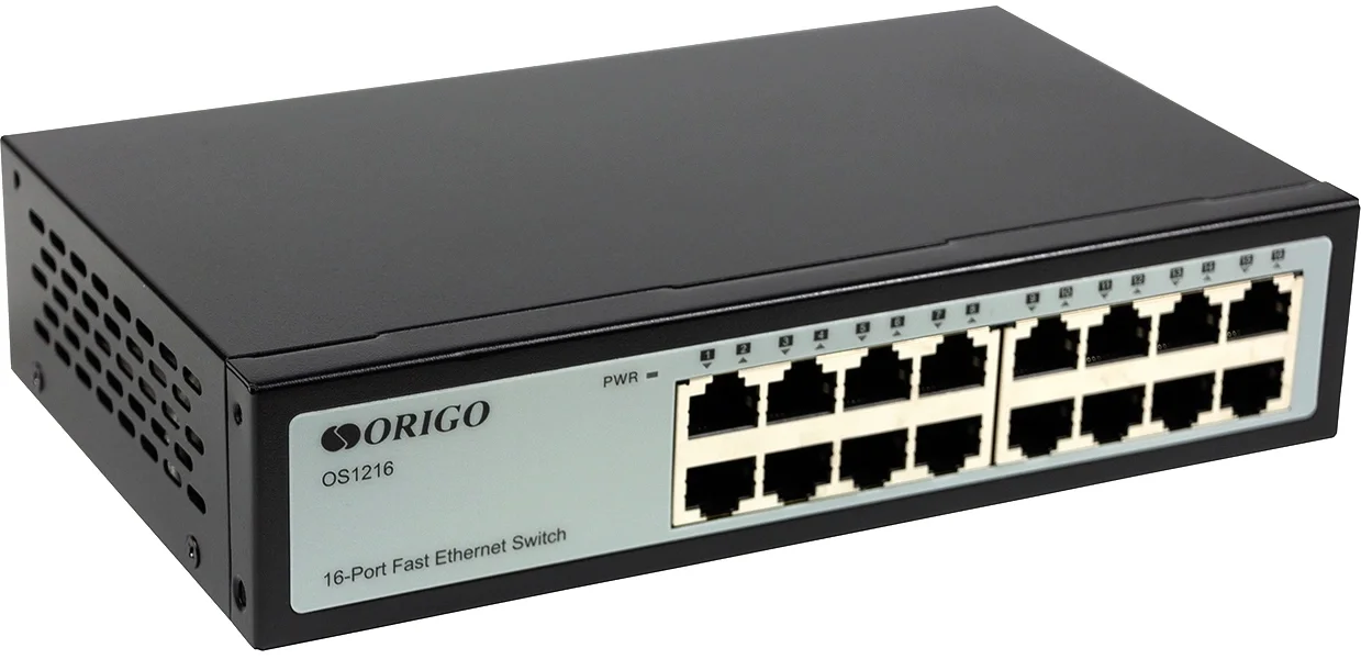 Коммутатор ORIGO OS1216/A1A Неуправляемый коммутатор, 16x100Base-TX OS1216/A1A Неуправляемый коммутатор, 16x100Base-TX