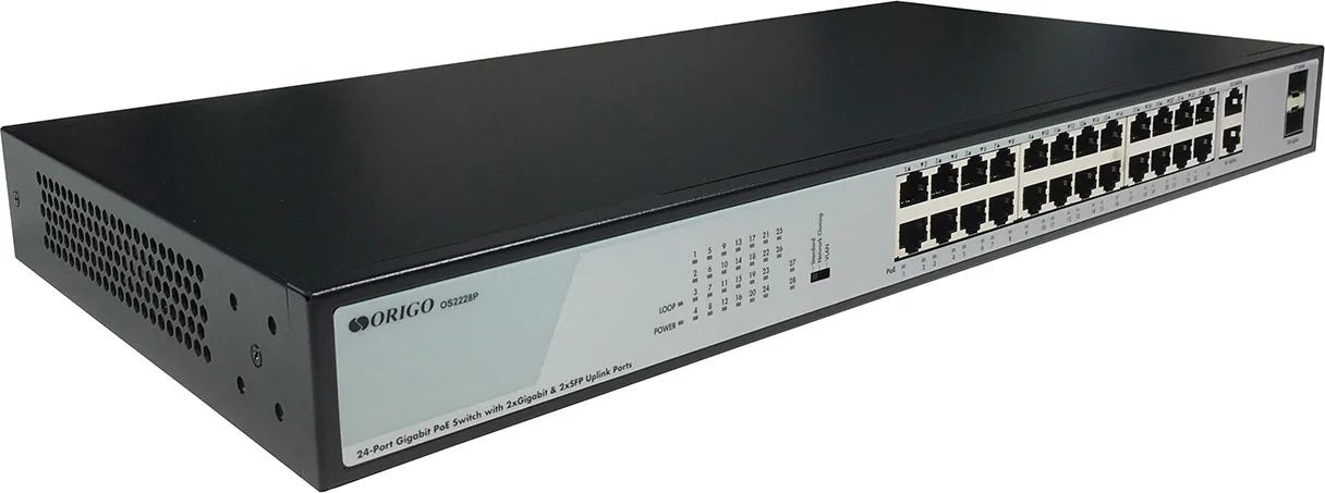 Коммутатор/ Неуправляемый PoE-коммутатор, 26x1000Base-T (24x1000Base-T PoE), 2xCombo 1000Base-T/SFP, PoE-бюджет 370 Вт, PoE до 250 м, комплект для установки в 19" стойку