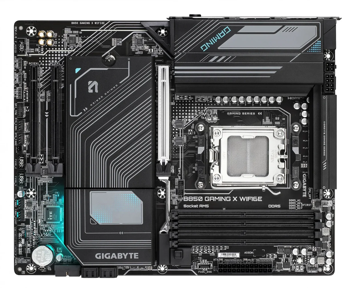Материнская плата Gigabyte B850 GAMING X WIFI6E, AM5, AMD B850, 4xDDR5, 4xSATA, 3xM.2, 1xPCI-E 5.0 x16, 2xPCI-E 3.0 x1, 1xHDMI, 1xDP, 1x 2.5Gb LAN, 3xUSB-A 3.2 Gen 1, 1xUSB-A 3.2 Gen 2, 3xUSB-A 2.0, 1xUSB-C 3.2 Gen 2, 3x3.5 мм, 7.1, ATX
