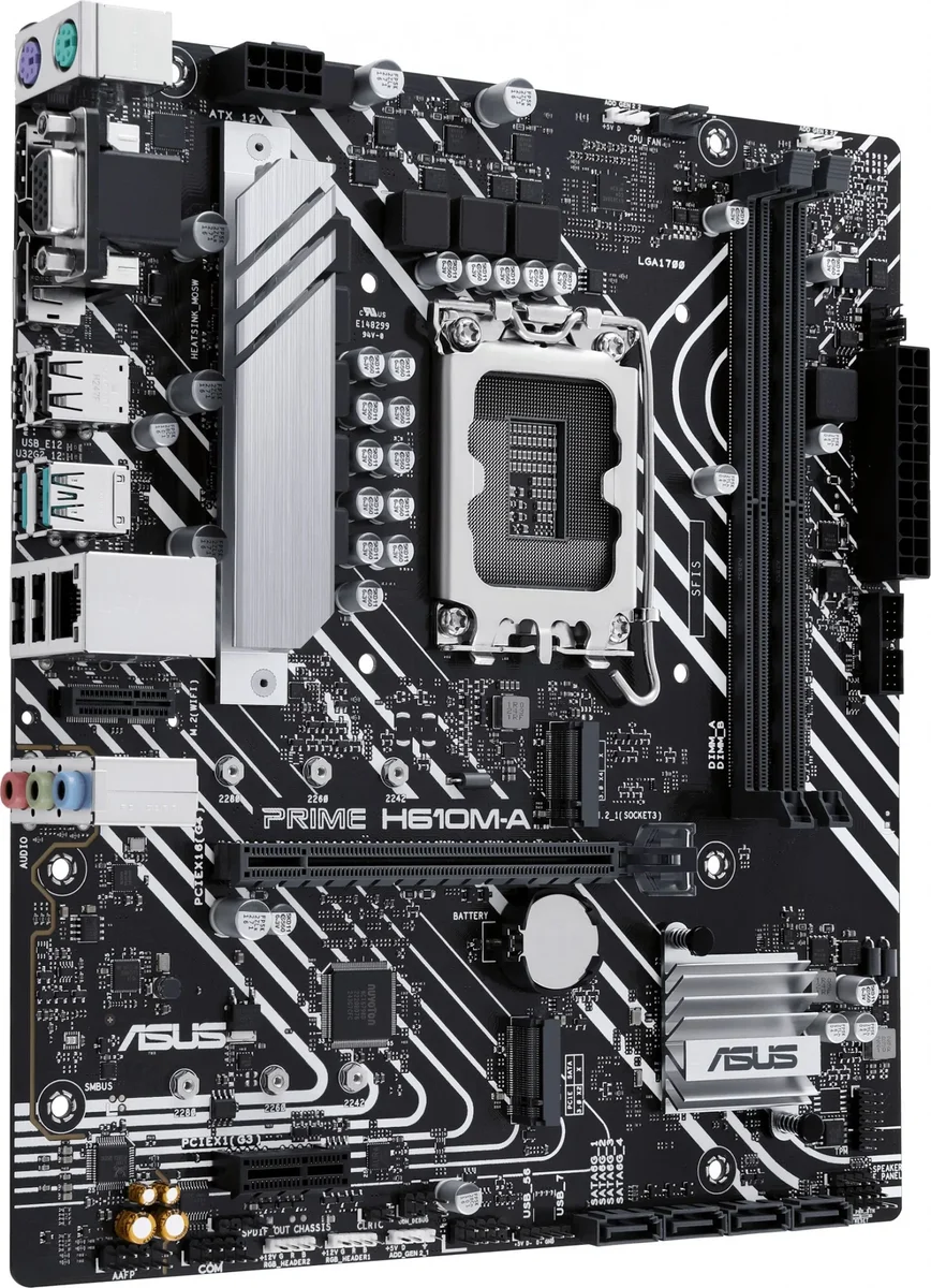 Материнская плата ASUS PRIME H610M-A-CSM, LGA 1700, Intel H610, 2xDDR5, 4xSATA, 2xM.2 PCIe 3.0 (x2, x4), 1xPCIe 4.0 x16, 1xPCIe x1, 1xHDMI, 1xDP, 1xVGA, 2xUSB-A 3.2 Gen 2, 4xUSB-A 2.0, 1x 1Gb LAN, 3x3.5 мм, 7.1, mATX