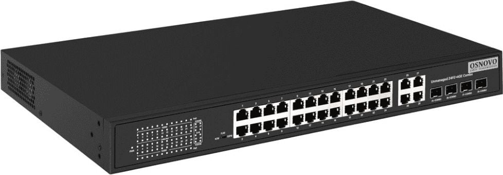 PoE Коммутатор OSNOVO SW-62422(400W) PoE коммутатор Fast Ethernet на 24 x RJ45 портов + 2 x GE Combo uplink порта. Порты: 2 x FE (10/100Base-T) с PoE (до 60W, A+B) + 22 x FE (10/100Base-T) с PoE (до 30W), 2 x GE Com