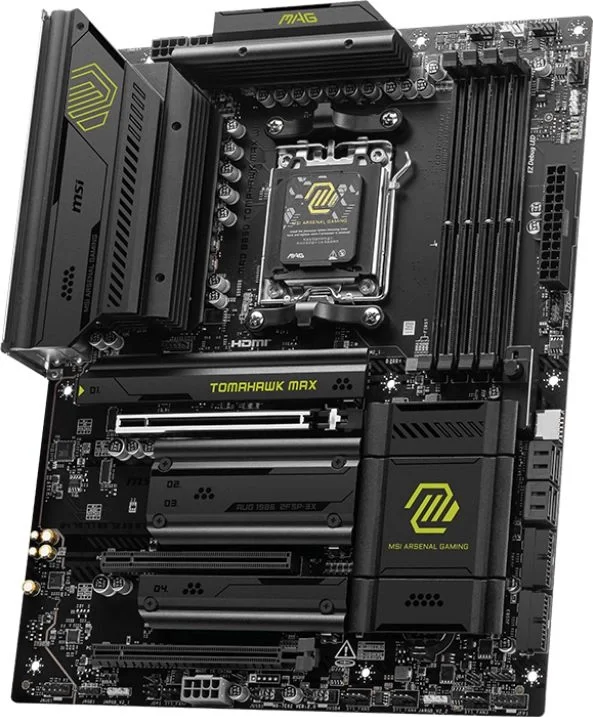 Материнская плата MSI MAG B850 TOMAHAWK MAX WIFI, AM5, AMD B850, 4xDDR5, 4xSATA, 4xM.2, 3xPCI-E x16, 1xHDMI, 1x5Gb LAN, 2xUSB-A 5Gbps, 4xUSB-A 2.0, 3xUSB-C 10Gbps, 7.1, Wi-Fi 7, Bluetooth 5.4, ATX