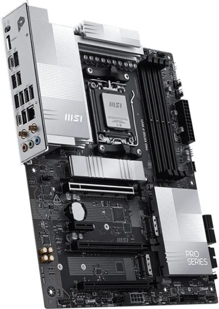 Материнская плата MSI PRO X870E-P WIFI, AM5, AMD X870E, 4xDDR5, 4xSATA, 3xM.2, 1xPCIe 5.0 x16, 1xPCIe 4.0 x4, 1xPCIe 3.0 x1, 1xHDMI, 1x5Gb LAN, Wi-Fi 7, Bluetooth 5.4, 1xUSB-C 20Gbps, 1xThunderbolt 4, 2xUSB-A 10Gbps, 2xUSB-A 5Gbps, 4xUSB-A 2.0, 3x3.5 мм, 7.1, ATX
