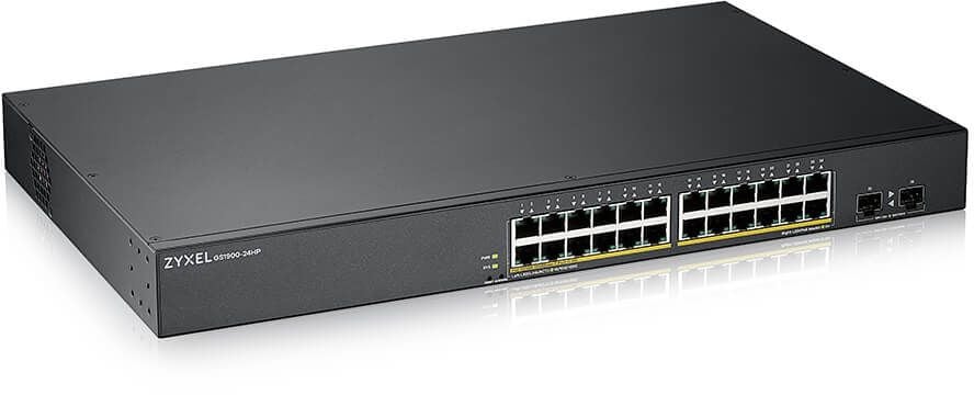 GS190024HPV2-EU0101F - Smart L2 Gigabit PoE Switch Zyxel GS1900-24HPv2, 24xRJ-45: 1G PoE+, 2xSFP, 170W PoE budget, rack 19"