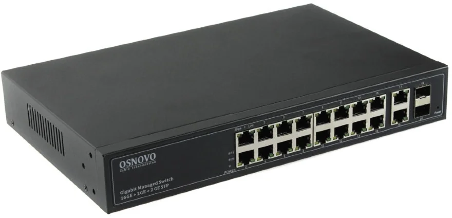 Коммутатор OSNOVO SW-71802/L, управляемый L2+, 18×1GbE, 2×SFP