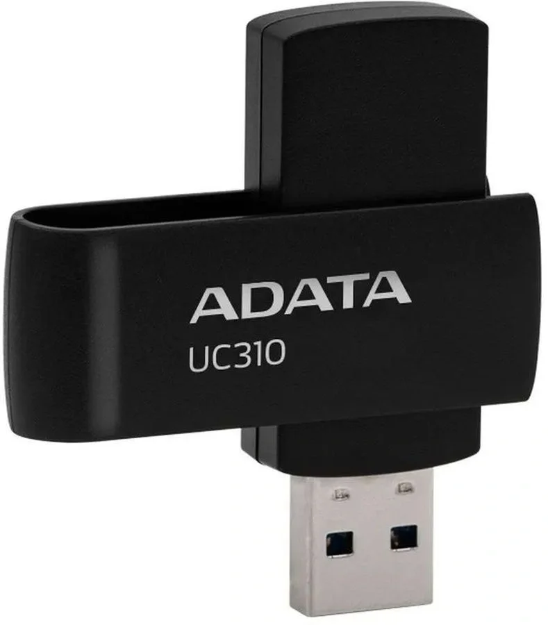 USB накопитель ADATA - UC310, USB Type A (USB 3.2 Gen 1), 64 ГБ, read speed-100MB/s, цвет чёрный, UC310-64G-RBK