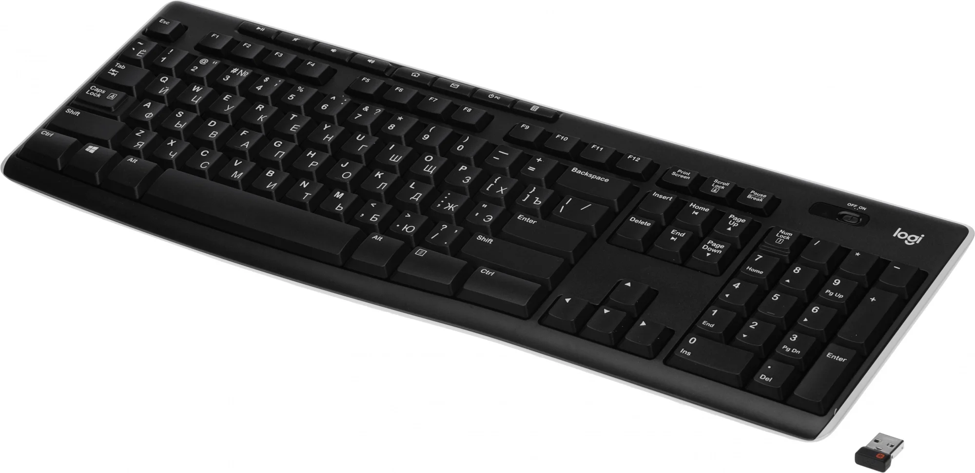 Клавиатура беспроводная Logitech K270 |920-003058| приемник Unifying, 2 батарейки AAA, RTL