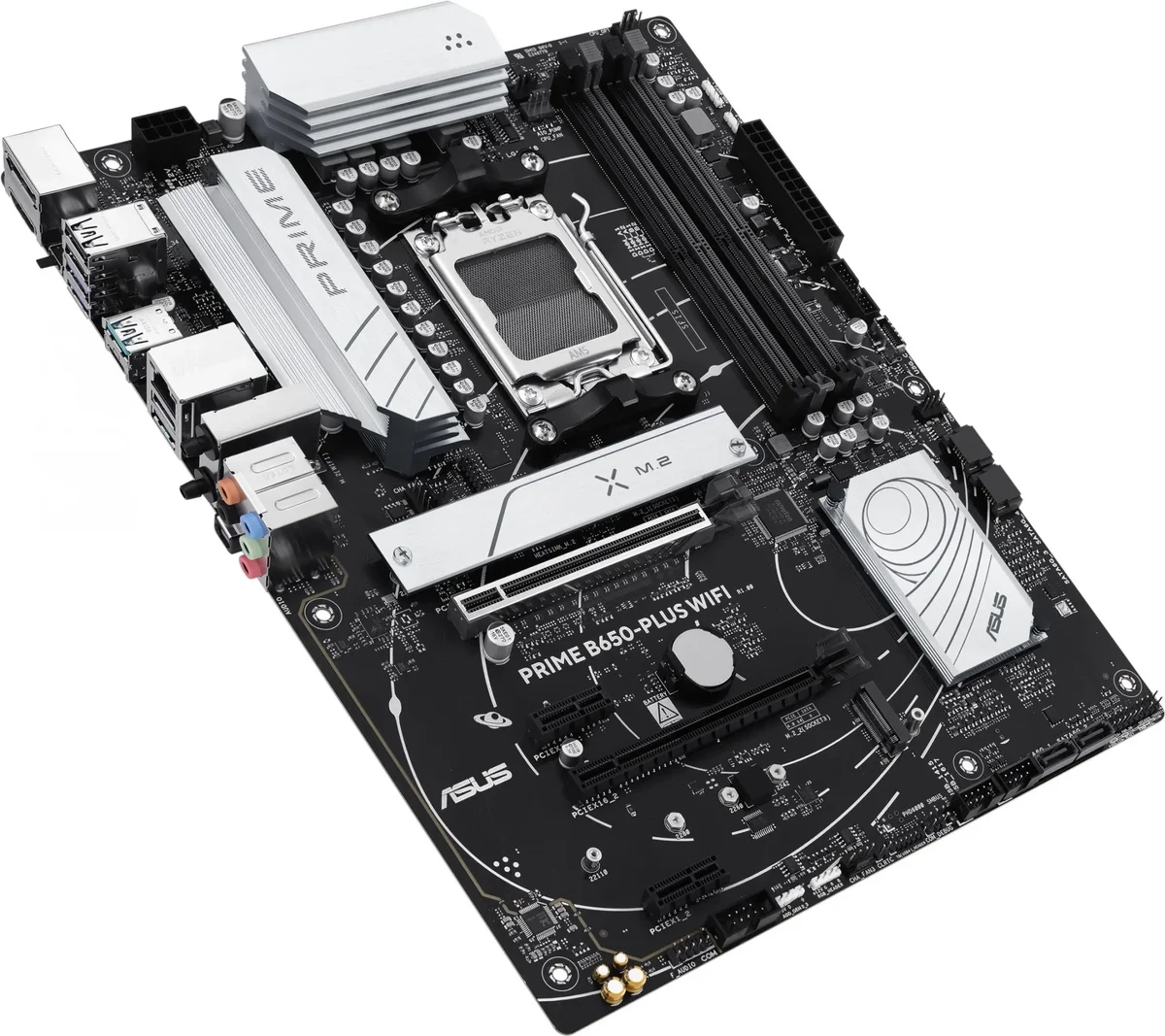 Материнская плата ASUS PRIME B650-PLUS WIFI, AM5, AMD B650, 4xDDR5, 4xSATA, 2xM.2, 1xPCIe 4.0 x16, 2xPCIe 4.0 x1, 1xDP, 1xHDMI, 1x2.5Gb LAN, Wi-Fi 6E, Bluetooth 5.3, 4xUSB-A 10Gbps, 2xUSB-A 5Gbps, 2xUSB-A 2.0, 5x3.5 мм, 7.1, ATX